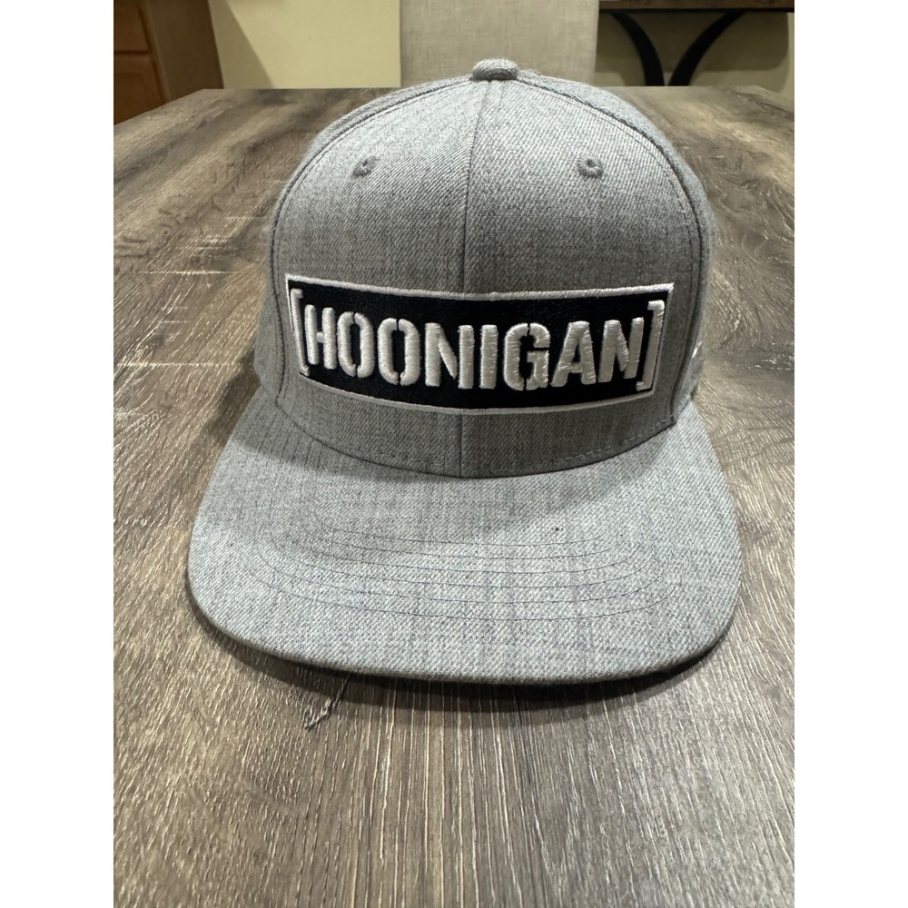 Hoonigan Censor Bar Snapback Hat Heather Gray Wool Blend Flat Brim Cap Mens OSFM